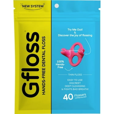 Gfloss Hands-Free Dental Floss Picks, 40 Count, BPA-Free, Non-Toxic, Pink