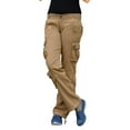thumbnail image 2 of SKYLINEWEARS Women's Utility Work Cargo Solid Style Hiking Pants Cotton Workwear Trouser Khaki L, 2 of 5