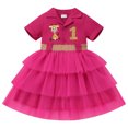 thumbnail image 2 of IBTOM CASTLE Baby 1st Birthday Outfit Girls Jungle Animal Giraffe Birthday Dress Tiered Tulle Hat Newborn Cake Smash Photo Shoot Hot Pink, 2 of 7