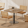 thumbnail image 5 of Brown Rattan Dining Chairs Set of 4 - Modern Solid Wood Back Kitchen Chairs, Faux Leather Seat, Mid-Century Design, for Dining & Living Room, 58"x48"x83", 5 of 6
