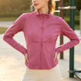 thumbnail image 5 of Women's Running Jacket Long Sleeve Zip Up Slim Sports Jacket UPF 50+ Lightweight Training Jacket Yoga Gym Fitness Tops with Thumb Hole Soft Lightweight Jacket Daily Travel Outfits, 5 of 9