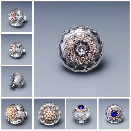 1pc 40mm Luxury Rhinestone Pearl Crystal Glass Cabinet Knob