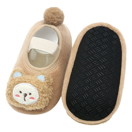 Baby Soft Leather Shoes Baby 6 Months Shoes Children Toddler Shoes Autumn And Winter Boys And Girls Floor Socks Non Slip Plush Cartoon Animals Warm And Comfortable Nine Year Old Girls Shoes