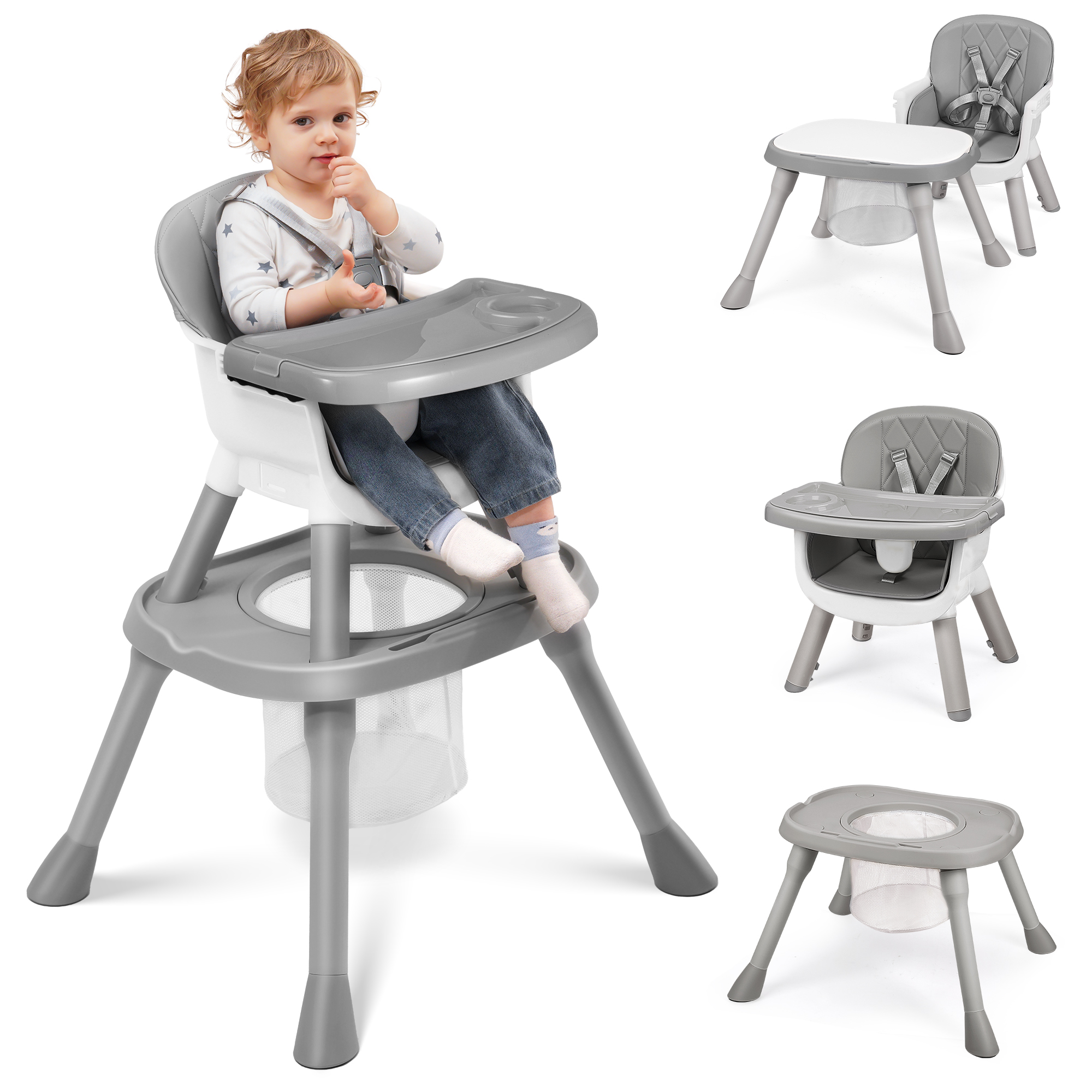Babyeap 8-in-1 Convertible Baby High Chair, Gray photo 1