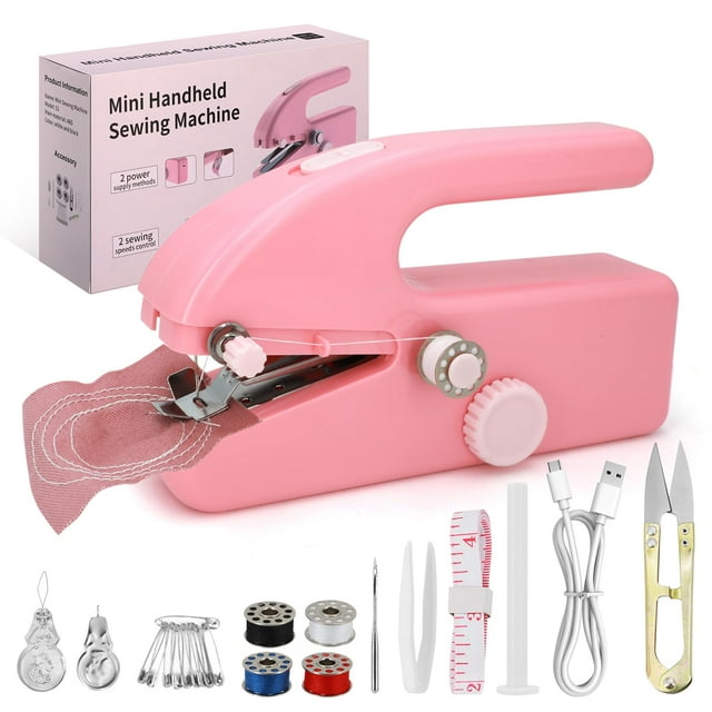 Máquina de Coser Portátil Xamanabu para Principiantes (Rosa)