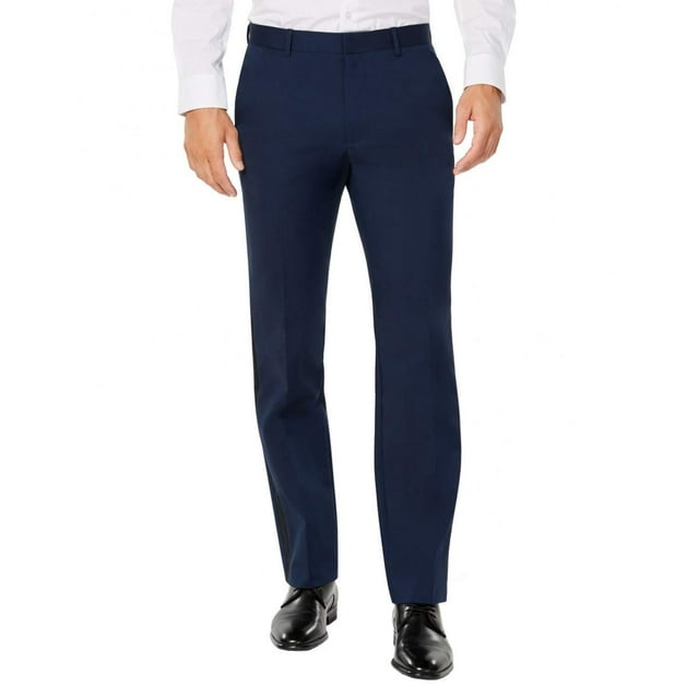 ALFANI Pantalon à Rayures Contrastées à devant Plat Extensible pour Homme