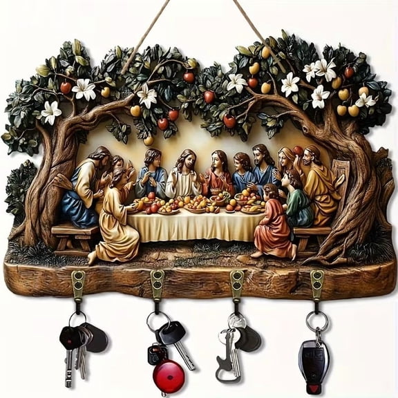 JUSEO Wooden Key Holder Rack Storage Organization