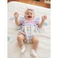 thumbnail image 5 of BemeyourBBs Baby Girl Matching Sister Outfits I Love Mama Baby Summer Clothes Mothers Day Outfit Plaid Bow Flying Sleeve Romper Toddler Baby Girl Dress and Headband Set, 5 of 9