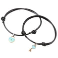 thumbnail image 3 of Pulsera de pareja con dije de corazón para novio y novia, ajustada de 6,3 pulgadas a Azul, 3 of 9