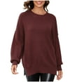 thumbnail image 2 of Jjayotai Women's Solid Knit Sweaters, 2024 Winter Crew Neck Drop Shoulder Long Sleeve Sweater, Oversized Casual Pullover Tops Brown L, 2 of 5