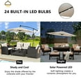 thumbnail image 6 of 10ft Patio Offset Hanging Umbrella, Outdoor Cantilever Umbrella with Crank, Cross Base & Easy Tilt, Hand Operated Switch Sunshade Umbrella, 360° Umbrella with Solar Lights for Garden Pool Deck, B1708, 6 of 10