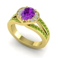 thumbnail image 2 of Diamond-Capitals 2.35 Carat Latest Oval Cut Amethyst & Peridot Gemstone Womens Ring for Wedding and Engagement 14K Yellow Gold Size 11, 2 of 8