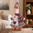 thumbnail image 3 of 23 Inch Goose Outfit Set with Winter Plaid Heart Dress, Knitted Hat and Scarf, Goose Statue Clothing for Christmas Holiday Porch and Indoor Decoration, 3 of 7