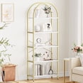 thumbnail image 2 of 5 Tier Bookshelf, Arched Display Racks Tall Standing Bookshelves with Metal Frame, Modern Storage Rack Shelf for Home Office, White/Gold, 2 of 7