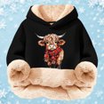 thumbnail image 2 of Little Girls Hoodies Sweatshirts Girls Lined Hoodie Cute Print Sweatshirt Warm Pullover Top Cozy Youth Outerwear Black 5T-6T, 2 of 5