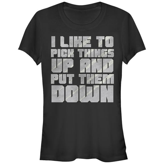 Junior's CHIN UP Pick Things Up and Put Them Down  Graphic Tee Black Small