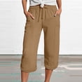 thumbnail image 2 of Bibifish Womens Pants Casual Solid Color Tie Elastic Waist Pocket Capri Sports Pants With Pockets Comfortable Summer Daily Wear Pants With Pockets, 2 of 5