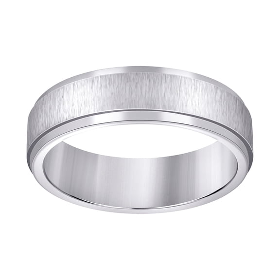 Stainless Steel Mens Center Brushed Step Edges Comfort-Fit Fashion Band Ring Size 7 Wedding Band for Men