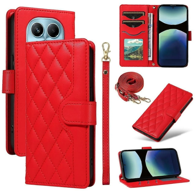 For Xiaomi Redmi Note 14 Pro 4G Wallet Case Rhombus Leather Phone Cover with Strap - Green