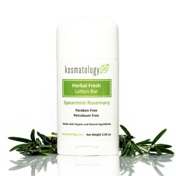 kosmatology® Herbal Fresh (Spearmint-Rosemary) Organic Moisturizing Lotion Bar | Vegan and Cruelty-Free | Mess-Free Moisturizer