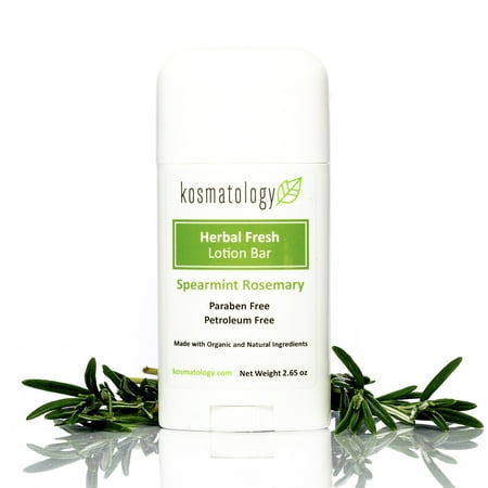 kosmatology® Herbal Fresh (Spearmint-Rosemary) Organic Moisturizing Lotion Bar | Vegan and Cruelty-Free | Mess-Free Moisturizer