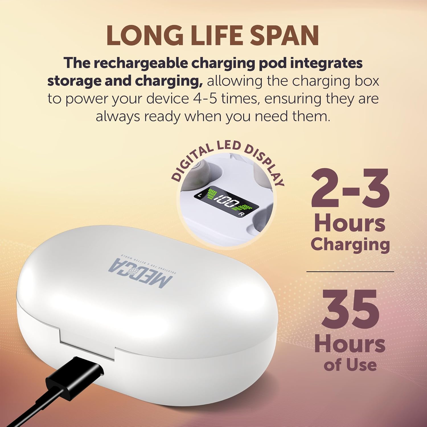 Invisible Hearing Aids for Seniors with Crystal Sound, Digital In-the-Ear Discreet & Comfortable Fit Hearing Aids with Intelligent Noise Reduction, One Button Control, Lasts Up to 100 Hours (Beige)