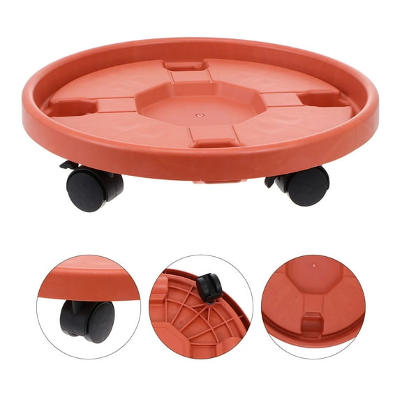 CRAFTHROU 1Pack Movable Flower Pot Tray with Round Bottom for Indoor Use 36x36cm