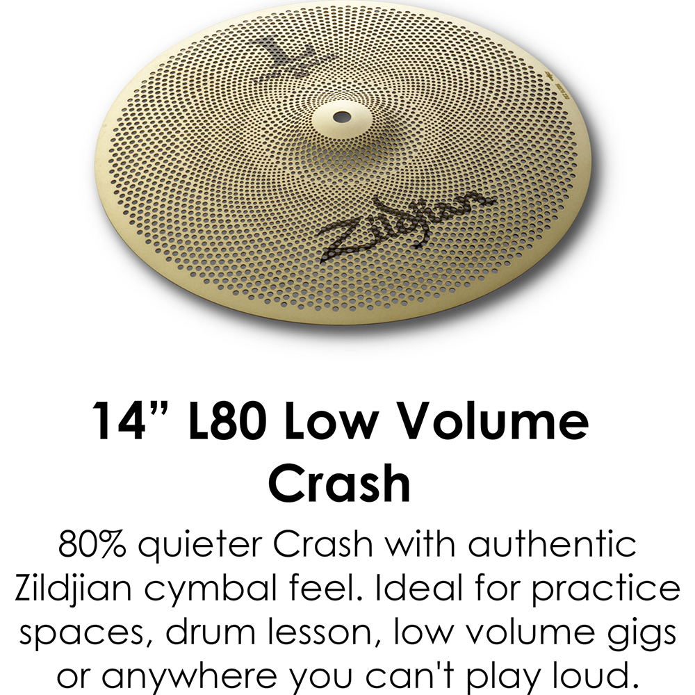 Zildjian LV348 L80 Low Volume 4-Cymbal Pack - 13" Hi-Hat Pair, 14" Crash, 18" Crash/Ride