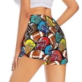thumbnail image 2 of Uemuo American Football Pattern Women's Athletic Shorts High Waisted Running Shorts with Liner Pockets Gym Elastic Workout Shorts-Medium, 2 of 9