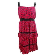 Adelyn Rae Women's Isabel Ruffle Midi Dress (XXL, Red/Black)