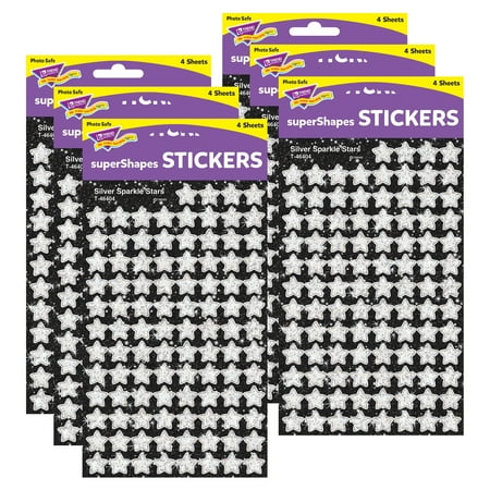 UPC: 0194629033645 | TREND Silver Sparkle Stars superShapes Stickers-Sparkle  400 Per Pack  6 Packs