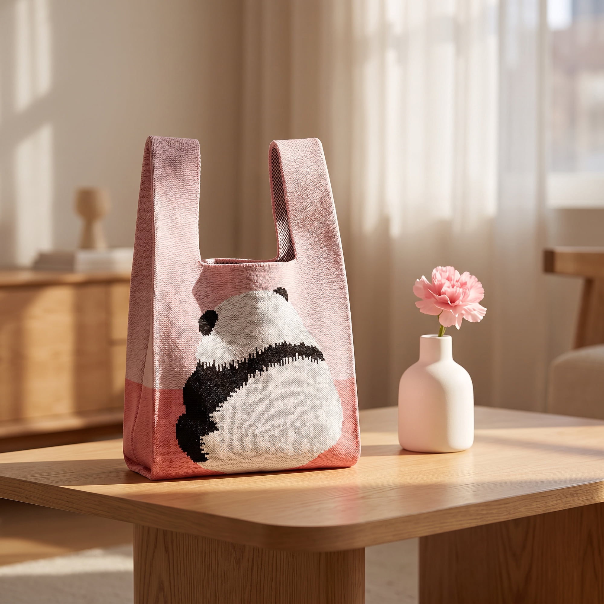 Unique Bargains Cute Cartoon Gift Bags with Handles for Parties 7.5" x 13.4" Light Pink