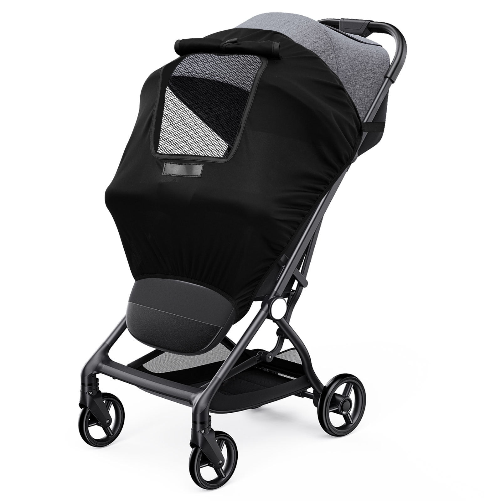 Universal Stroller Sun Shade & Blackout Cover, UPF 50+ UV Protection, Breathable Canopy Extender with Peek-a-boo Window