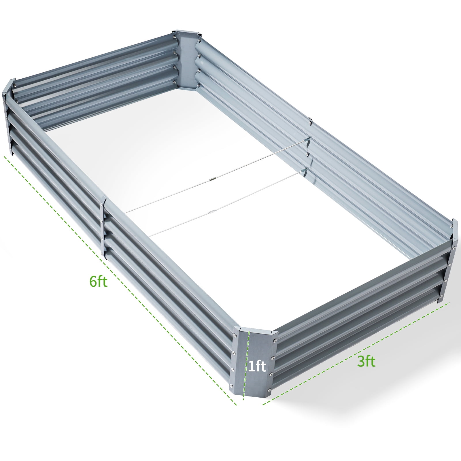 Land Guard 6x3x1ft Galvanized Raised Garden Beds Rectangle Metal Raised Garden Bed,Metal Planter Kit Box Outdoor for Vegetables,Flowers,Green and Herbs,Modern Gray