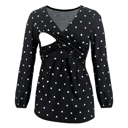 

Juebong Women s Maternity Nursing Tops Long Sleeve V Neck Vintage Print Ladies Breastfeeding Tee Shirts Pregnancy Clothes