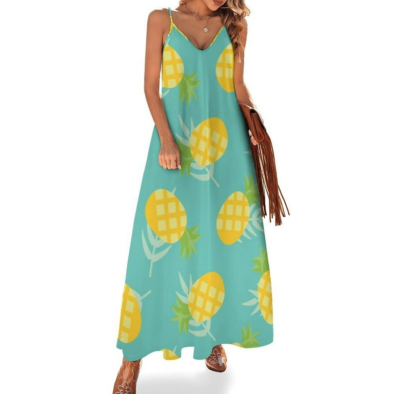 pineapple bridesmaid dress Long Slip Dress in Pink Pineapple – Bunny and Babe Winnetka main image 1