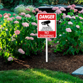 thumbnail image 3 of Eveokoki Danger No Dumping Property Protected By Video Sign 7 x 8.8 Inch Outdoor Aluminum Yard Signs with Metal Stakes for Private Property Grass Lawn No Trash Dumping, 3 of 7