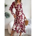 thumbnail image 6 of Women's Autumn Casual Dresses V Neck Lantern Long Sleeve Floral Printed Fluttering Long Dresses, 6 of 7