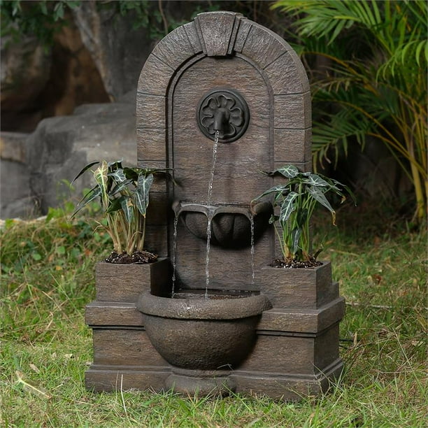 Garden Polyresin Fountain Oasis with Planters