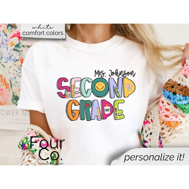 T-Shirt Enseignant de 2e Année, T-Shirt Enseignant, T-Shirt Enseignant de 2e Année, Rentrée Scolaire - Blanc - 2TG