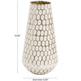 thumbnail image 3 of DecMode 13" Geometric Dot Gold Metal Vase with White Accents, 3 of 10