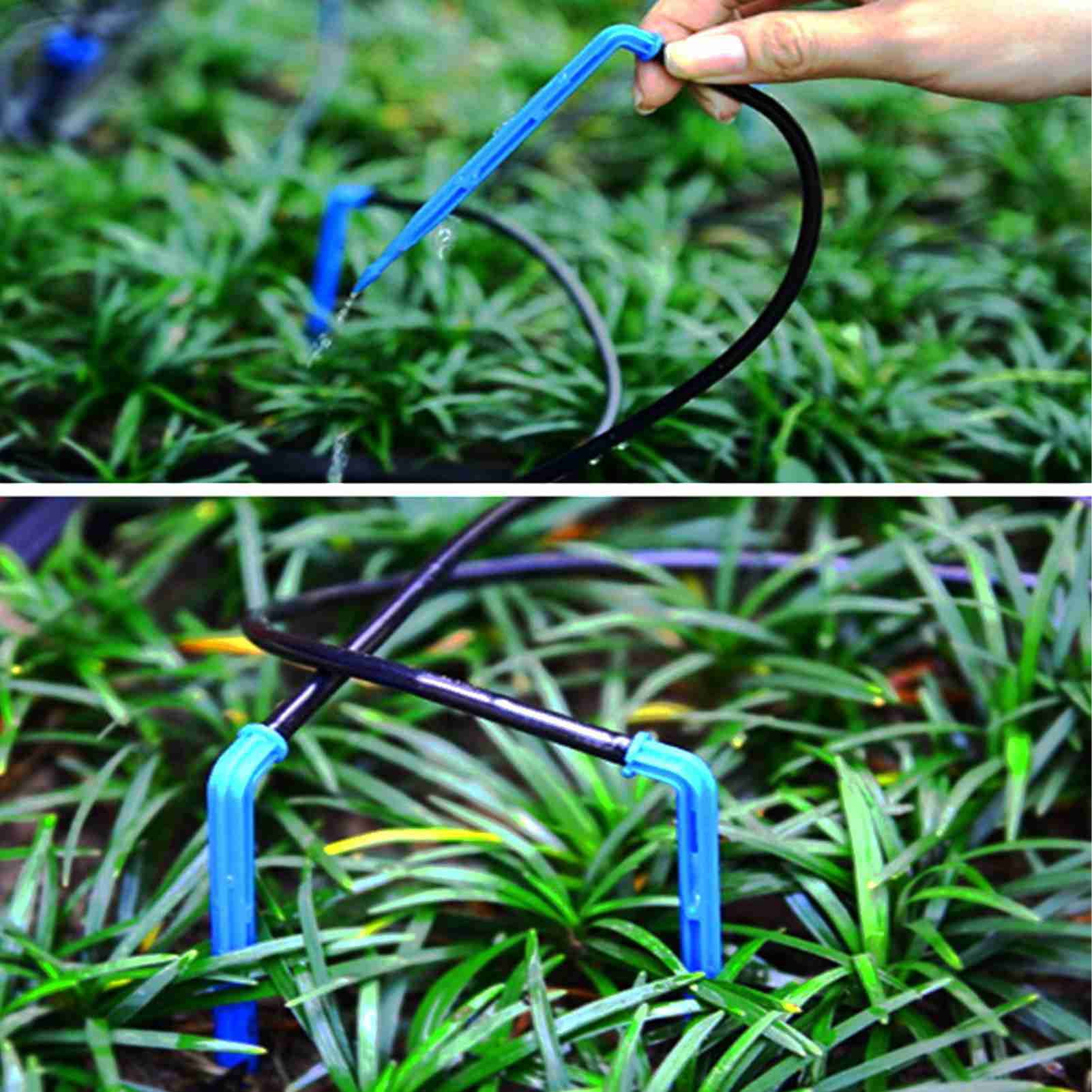 Nieyigj Solar Drip Irrigation Kit for 10 Potted Plants, Includes 6 Timer Modes, 400ml/min Flowrate, 32.8 ft / 10m Hose, and Automatic Plant Watering Devices with Inserted Stake, Black