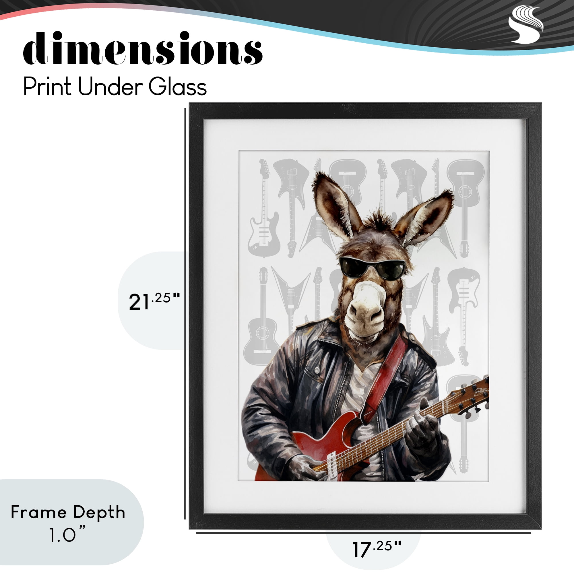 Stupell Industries Performing Musician Donkey Black Framed Print Under Glass, design by CAD Designs