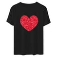 thumbnail image 4 of Dealovy T-Shirts pour Femmes Manches Courtes Col Rond Mignon Cœur Imprimé Couleur Unie Décontracté Été T-Shirts Unis, 4 of 6