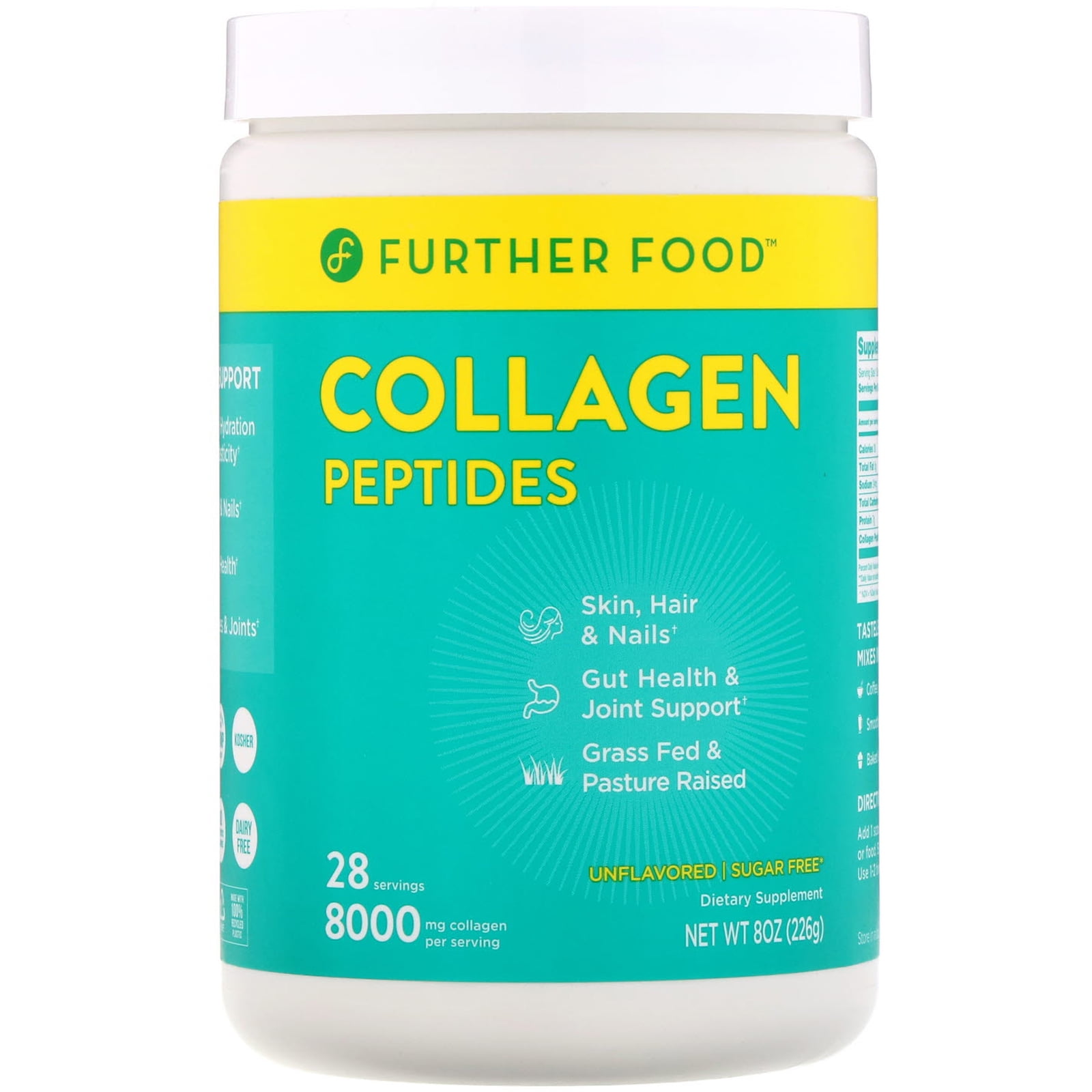 Further Food Collagen Peptides Pure Protein Powder Unflavored 8 oz 226