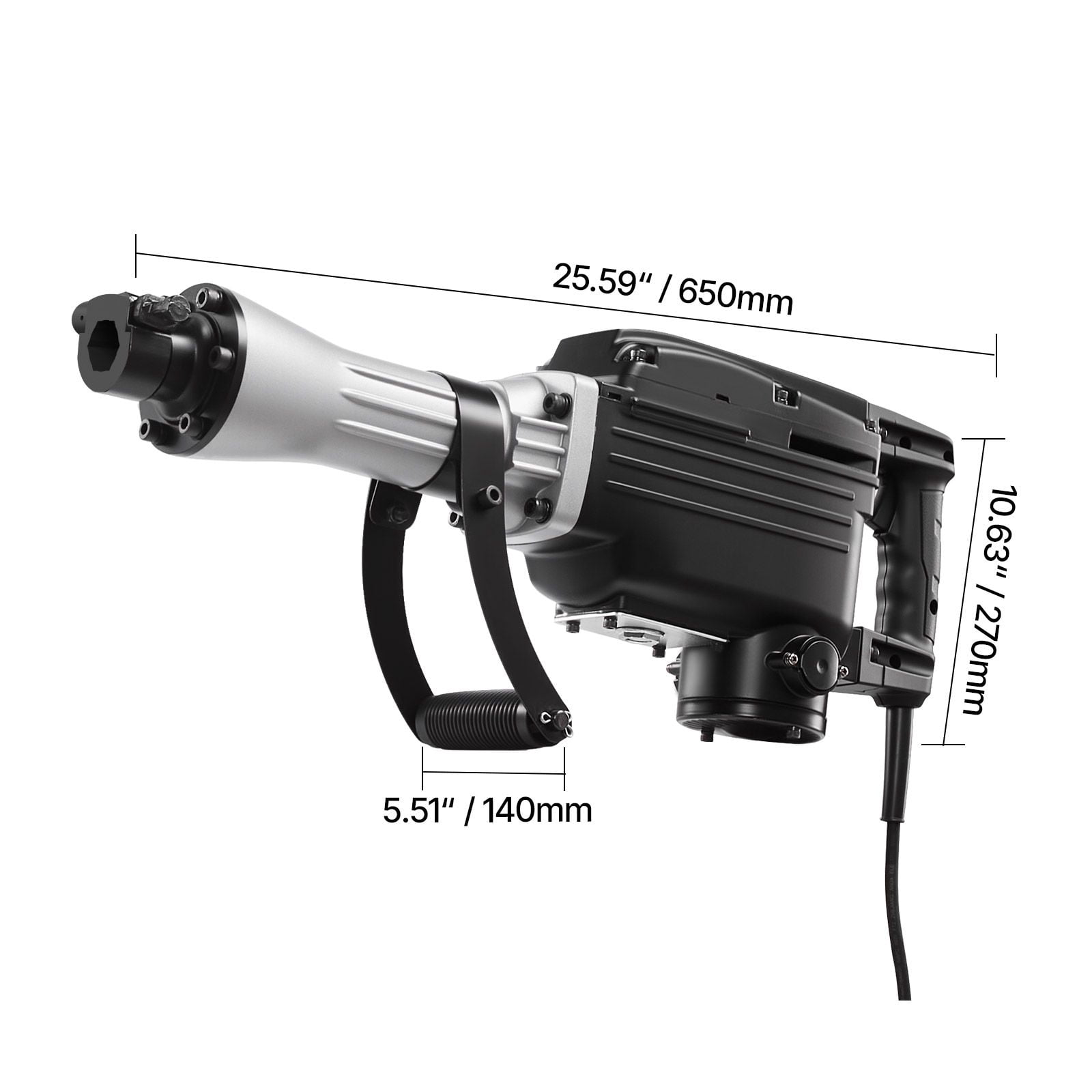 Dranite Demolition Jack Hammer 2800W, 1200 BPM Heavy Duty Electric Concrete Breaker with 2 Chisels (Point & Flat), Carrying Case & Gloves, for Breaking Concrete, Wall, Brick, Tile, Foundation