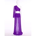 thumbnail image 4 of TSSOE Women Shiny Lyrical Dance Dress One Shoulder Flared Sleeve Flowy Split Dress Modern Dancewear Purple XL, 4 of 7