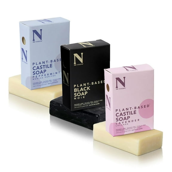 Dr. Natural Bar Soap Kit, Soap Bars, Lavender, Peppermint, Black, 3 Pc