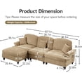 thumbnail image 2 of Modular L Shaped Sectional Couch with Ottoman, Chaise Lounge Sofa with Removable Ruffles Pleats Skirts, 3-Seat Deep Seat Sofa for Living Room, Light Coffee, 2 of 7