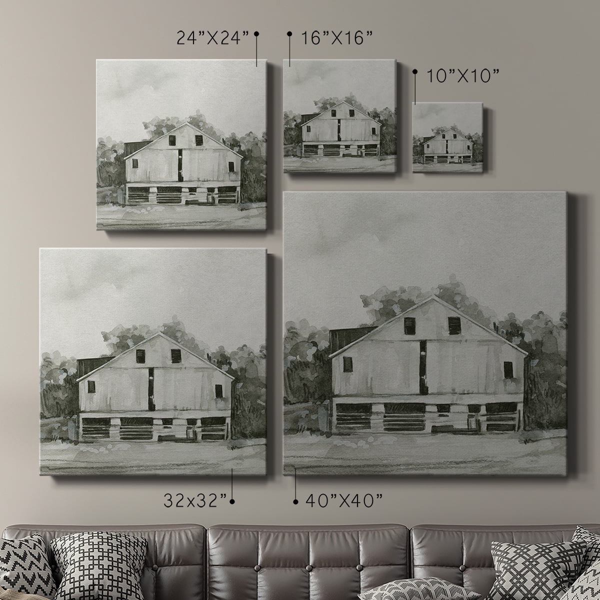 Wexford Home Solemn Barn Sketch I-Premium Gallery Wrapped Canvas, 24" x 24" - Ready to Hang